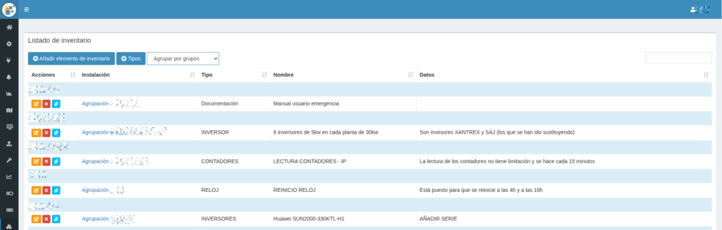 Listado de inventario